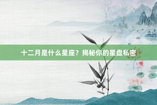 十二月是什么星座？揭秘你的星盘私密